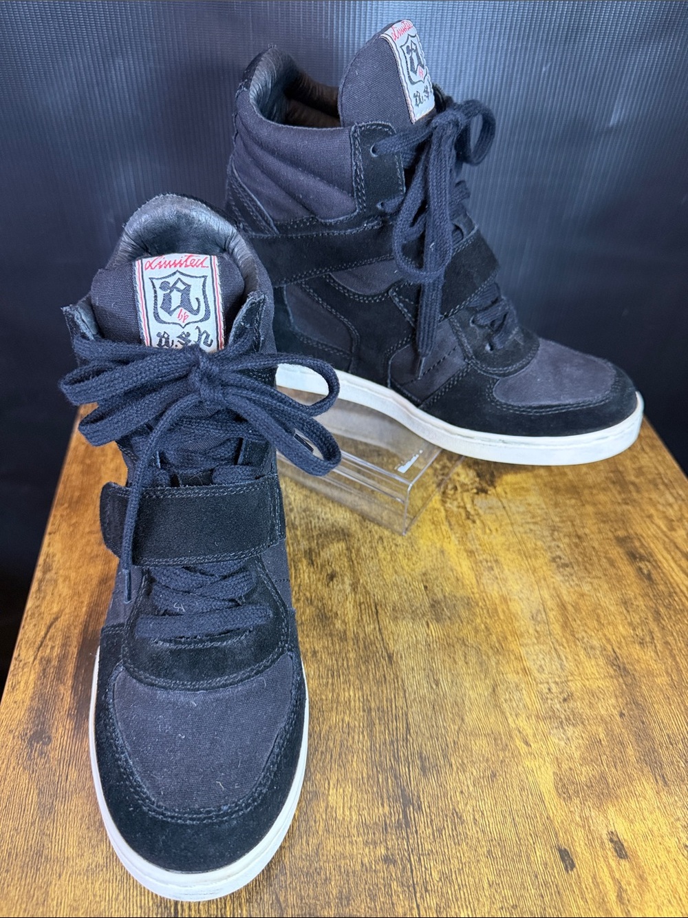 Ash Bowie Black Suede Wedge Sneakers